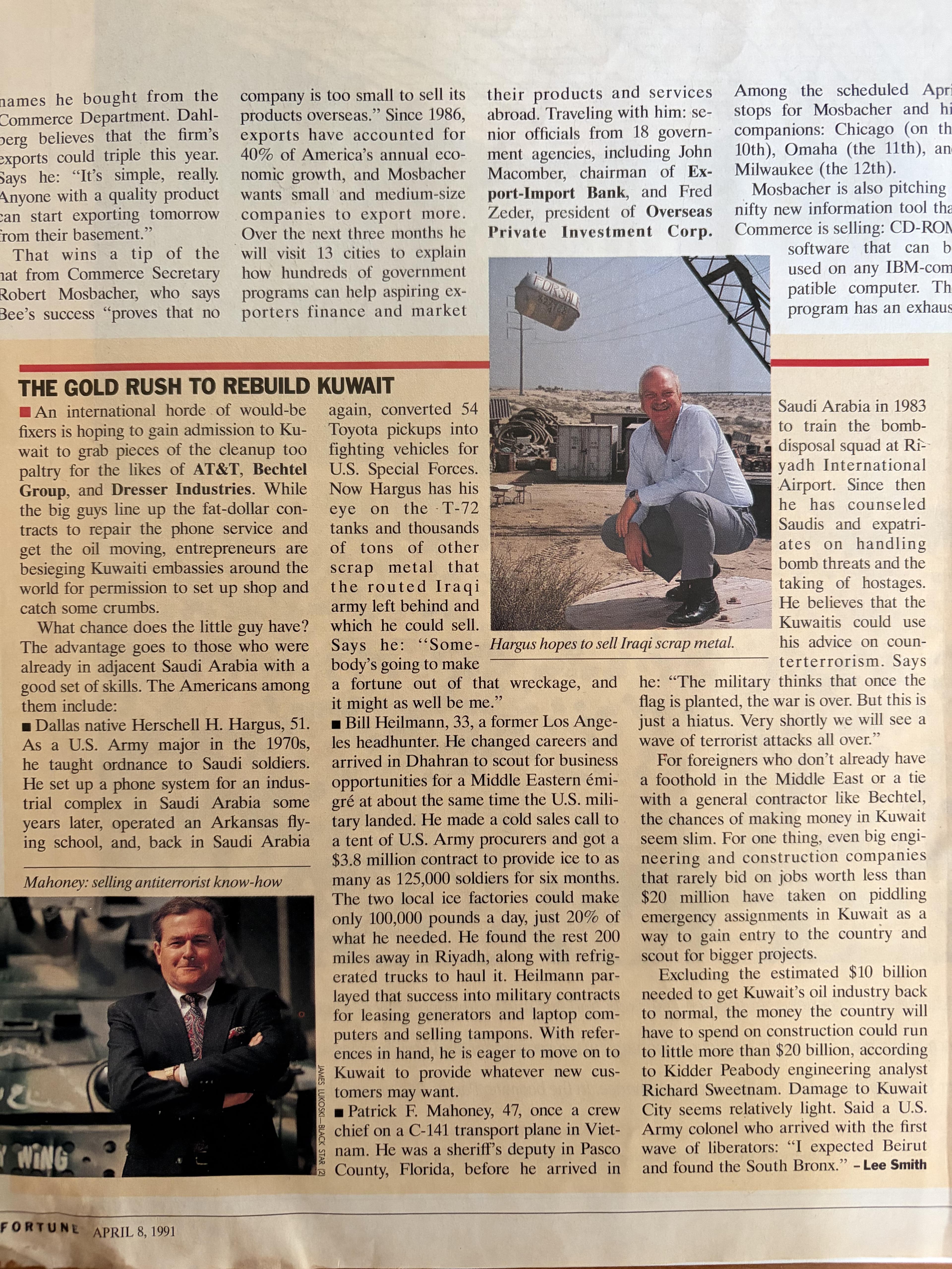 Fortune article page — The Gold Rush to Rebuild Kuwait